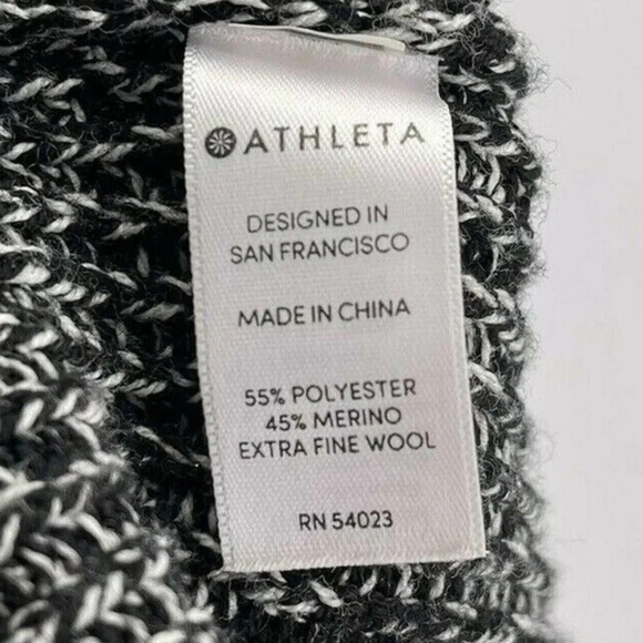 Athleta Shasta Wool Blend Sweater Black and White Split Side SizeSmall Oversized - Picture 6 of 6